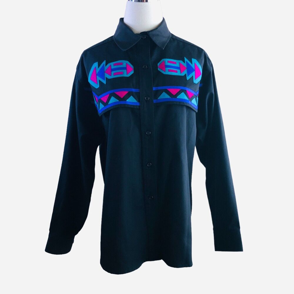 Vintage Western Button Down Shirt Southwest Rodeo Cowgirl Medium